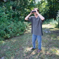 man with binoculars